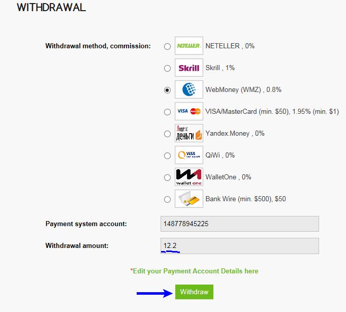 Withdrawal Rebates from Personal account of ForexRebate.me Step 2